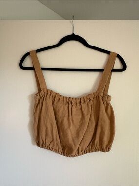 Nicole Purdy Handmade Linen Crop Top Cropped Tank Top Tan Camel Terracotta